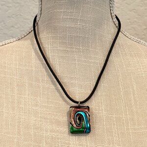 Glass Swirl Pendant on Cord